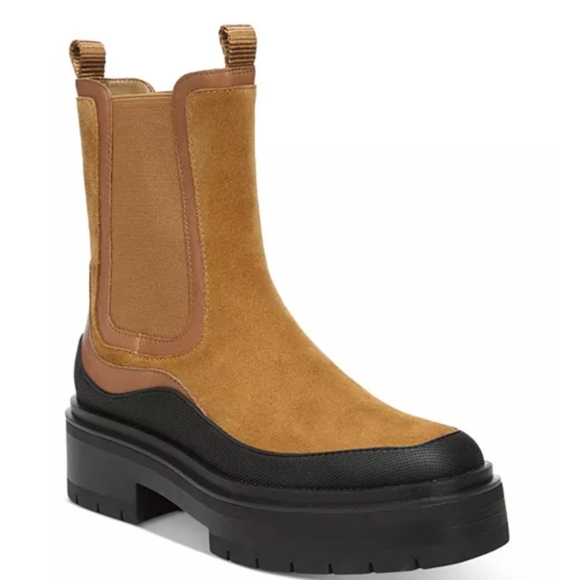 NWT Sam Edelman Lulia Lug Sole Pull on Chelsea Boots in Brown/Black - Picture 3 of 11